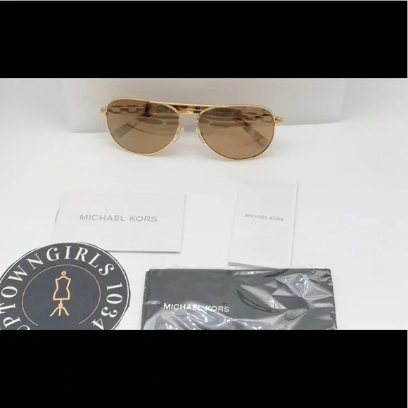 MICHAEL KORS SUNGLASSES OMK 1003 GOLD/GOLD 58  POLARIZED NWT & CASE Michael Kors Sunglasses Frame MK 1003 (Fiji) 10046E Gold  main image 4